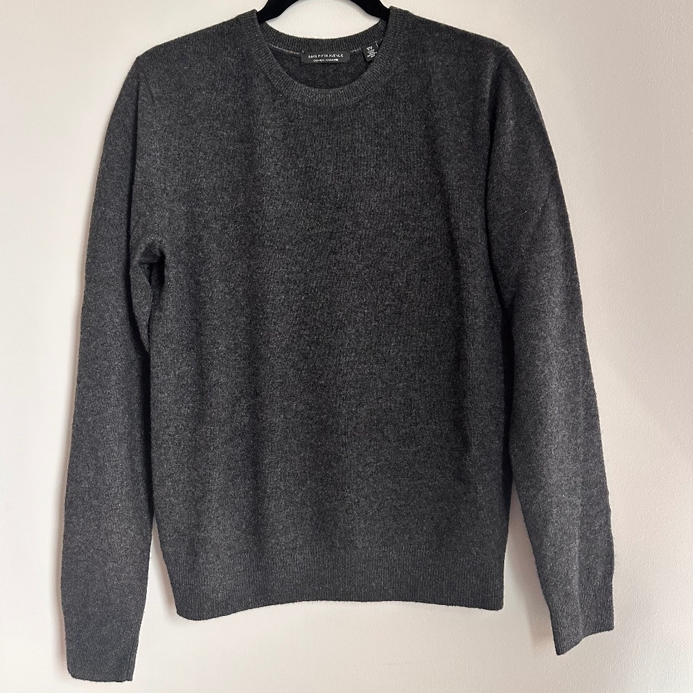 Saks Fifth Avenue 100% Cashmere Sweater - Dark Gray / Charcoal - Small (S)